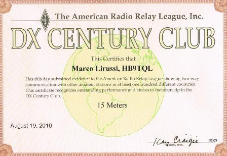 DXCC Award in 15 Meter