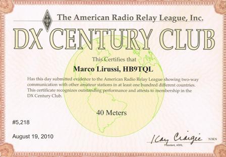 DXCC Award in 40 Meter