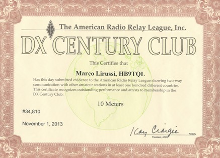 DXCC Award in 10 Meter