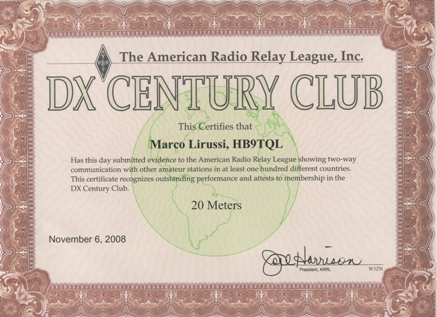 DXCC Award in 20 Meter