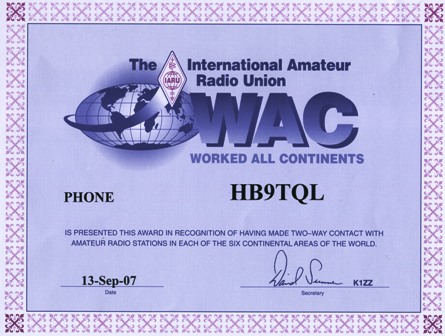 WAC in Phone / SSB WAC in Phone / SSB
